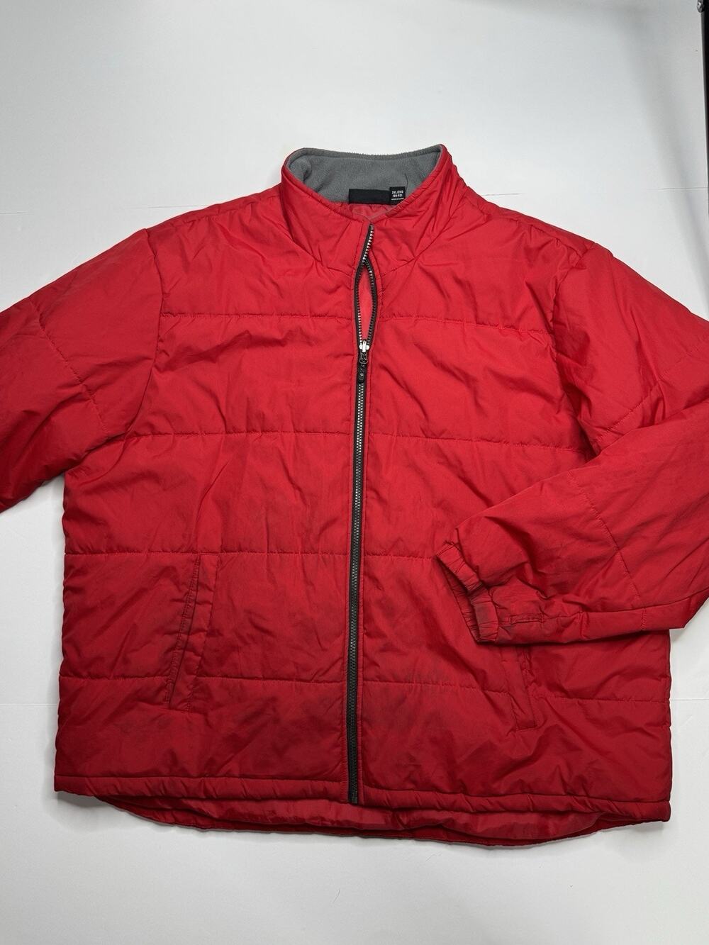 Swiss Tech Mens 2XL Red Puffer Jacket Fleece Lined Full Zip Winter Coat